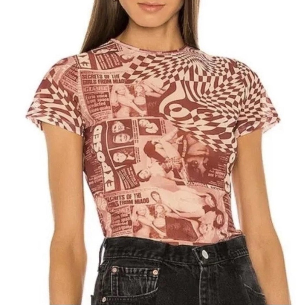 Miaou mesh short sleeve top